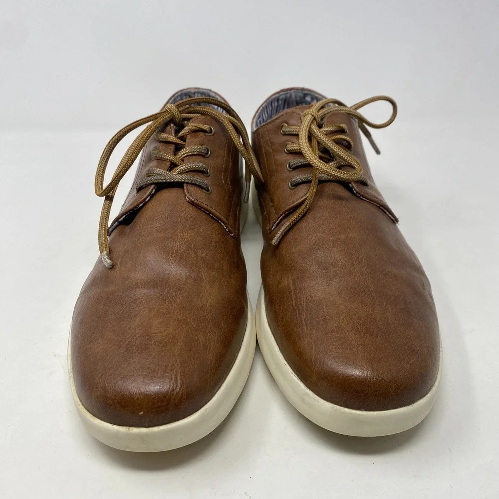 Ben Sherman Brown Faux Leather Comfortable Lightweight Dress Oxford‎ Shoes Sz 12